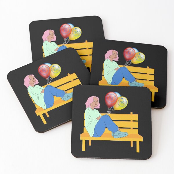 Item preview, 13 going on 30, young teenager with pink hair holding some balloons, with 13 and 30 printed on them. designed and sold by BeKindST.