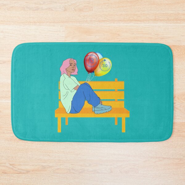 Item preview, 13 going on 30, young teenager with pink hair holding some balloons, with 13 and 30 printed on them. designed and sold by BeKindST.