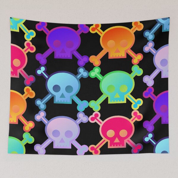 Item preview, Skull and Crossbones Pirate Flag Field of Gradient Pastel Goth Skulls designed and sold by MOP-tees.