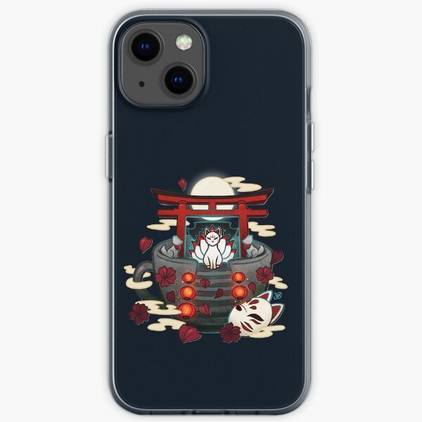 Tasse à thé du sanctuaire Kitsune au clair de lune Coque souple iPhone