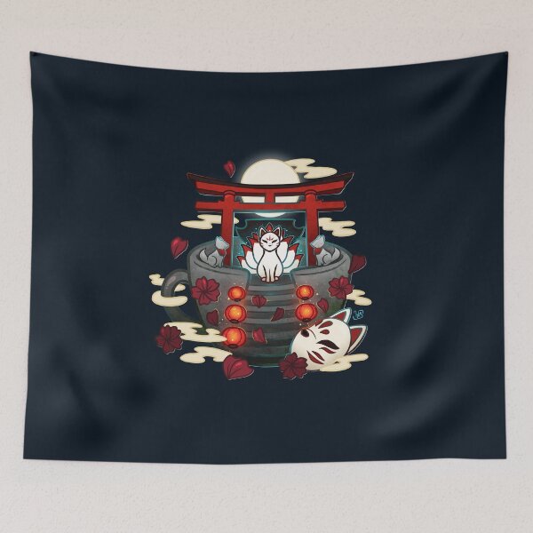 Item preview, Moonlit Kitsune Shrine Teacup designed and sold by heysoleilart.