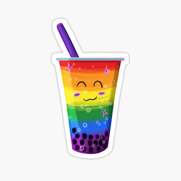Pride Flag Bubble Tea Sticker