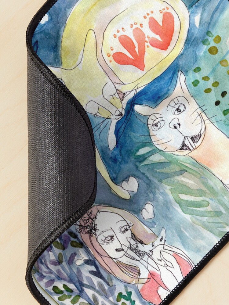 Alternate view of Cat in the Night Abstract Birds Meloearth Mouse Pad