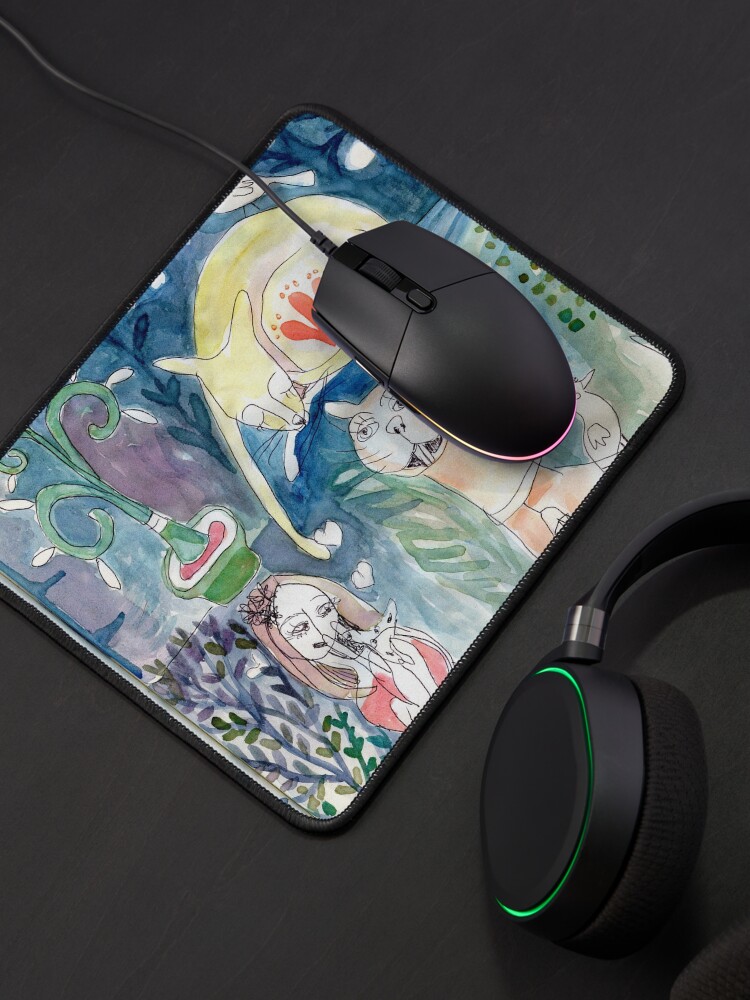 Alternate view of Cat in the Night Abstract Birds Meloearth Mouse Pad
