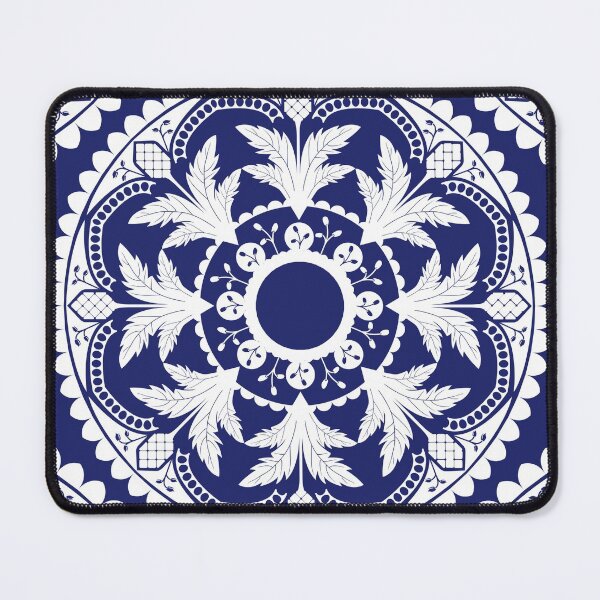 Item preview, Acanthus Mandala in White on Blue designed and sold by AlteredAtelier.