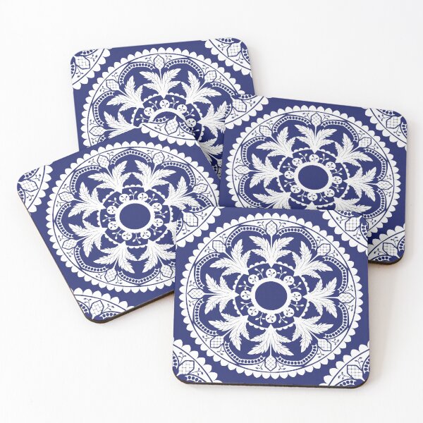 Item preview, Acanthus Mandala in White on Blue designed and sold by AlteredAtelier.