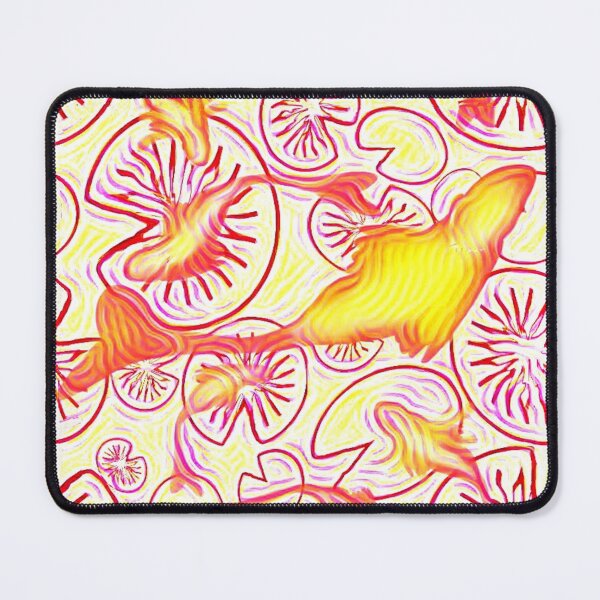 Item preview, fish tails, fish glassmorphism, red, yellow, lineart, red line, optimism, abstract art designed and sold by Maria Mihailova.