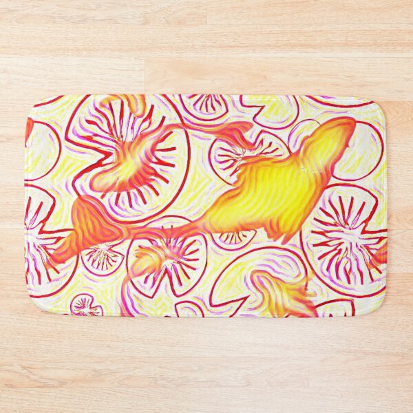 Item preview, fish tails, fish glassmorphism, red, yellow, lineart, red line, optimism, abstract art designed and sold by Maria Mihailova.