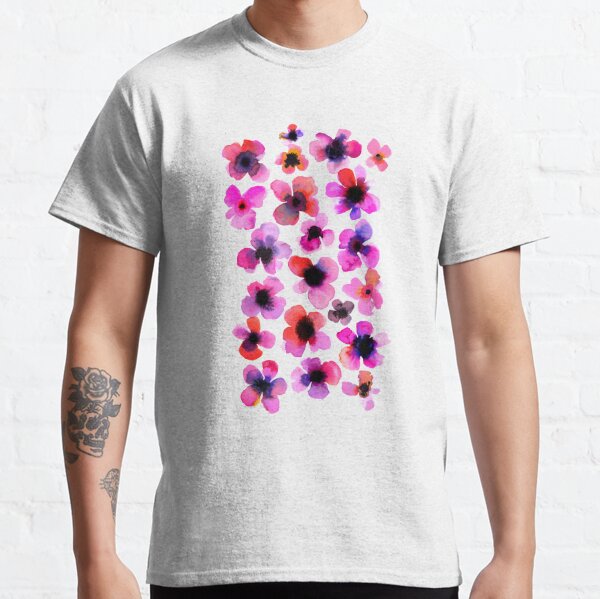 Pink flowers watercolor pattern Classic T-Shirt