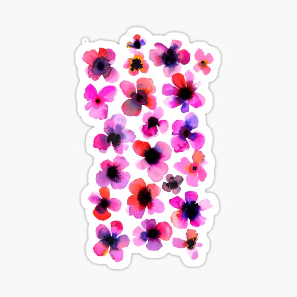 Pink flowers watercolor pattern Sticker
