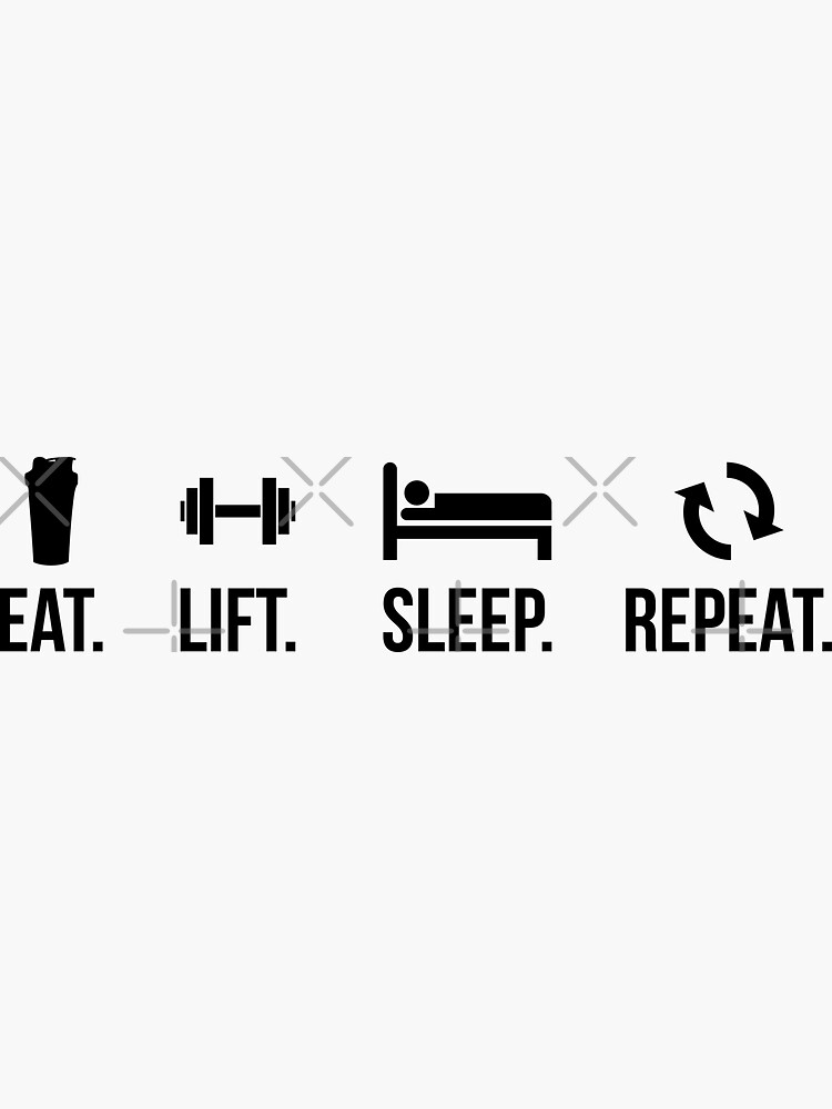 Thumbnail 3 of 3, Sticker, Eat. Sleep. Lift. Repeat. designed and sold by DJBALOGH.