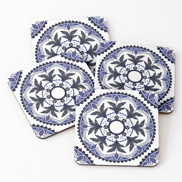 Item preview, Acanthus Mandala in Dark Blues on White designed and sold by AlteredAtelier.