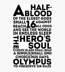 Percy Jackson and the Olympians - The Great Prophecy Photographic Print