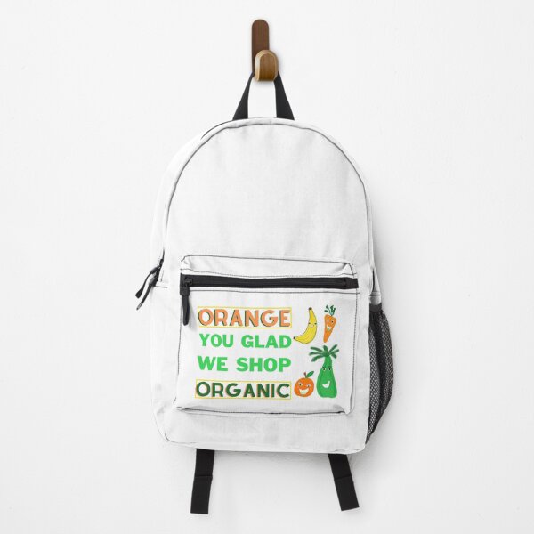 Item preview, Orange You Glad We Shop Organic Pun, 4 Cartoon Fruits And Veggies designed and sold by H3designs.