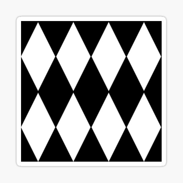 LARGE BLACK AND WHITE HARLEQUIN- DIAMOND- ARGYLE PATTERN DESIGNED FOR HOME DECOR AND CLOTHING Sticker