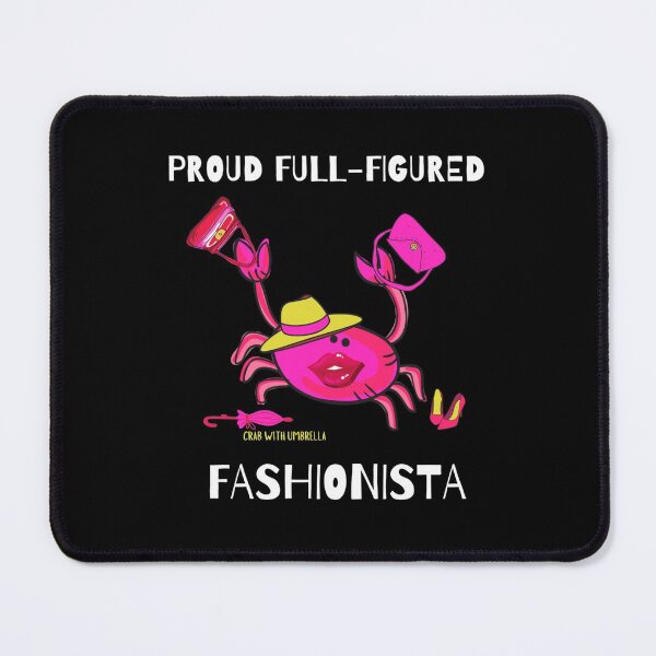 Item preview, CUTE CARTOON FUCHSIA RED PINK“PROUD FULL-FIGURED FASHIONISTA” CRAB WITH UMBRELLA designed and sold by EllieMonroe.