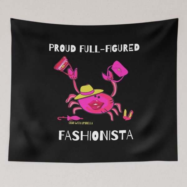Item preview,  CUTE CARTOON FUCHSIA RED PINK“PROUD FULL-FIGURED FASHIONISTA” CRAB WITH UMBRELLA designed and sold by EllieMonroe.