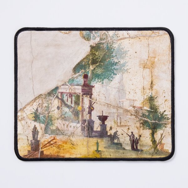 Item preview, Pompeian fresco with idyllic landscape from the Villa of Posthumous Agrippa at Boscotrecase designed and sold by likiska.