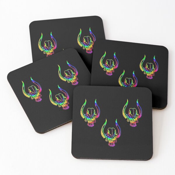 Item preview, Colorful bull skulls on black designed and sold by tetibright.