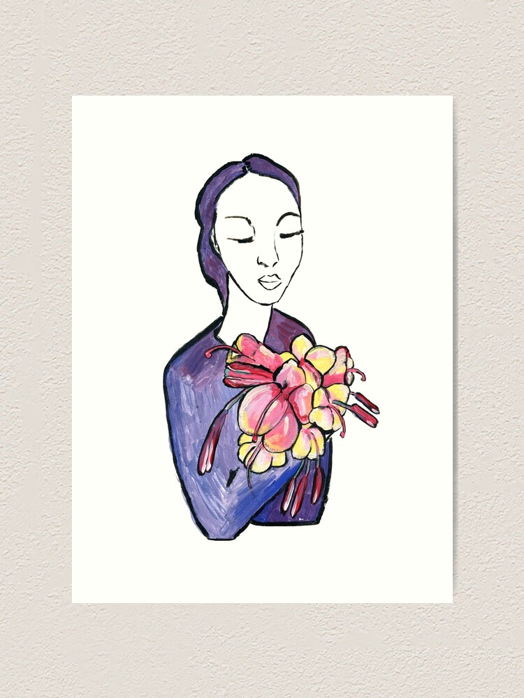 Alternative Ansicht von Dame mit Blumen - Lady with flowers Kunstdruck