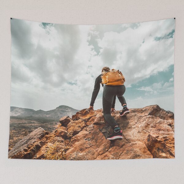 Item preview, Hiker With Backpack On Top Mountain View Landscape designed and sold by JTS STORE.