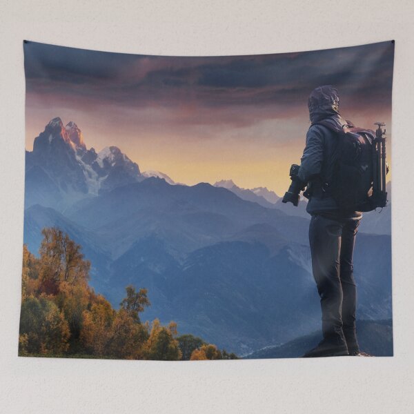 Item preview, Photographer On The Top Mountain With Beautiful View designed and sold by JTS STORE.