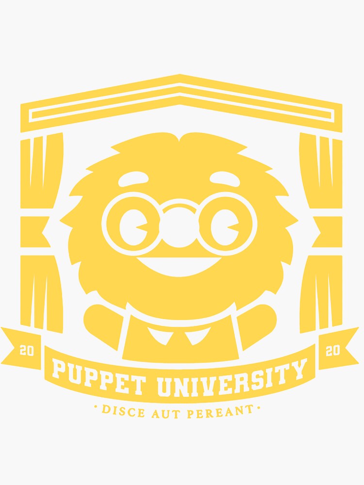 "Puppet History Merch Puppet University 1" Sticker for Sale by awosa