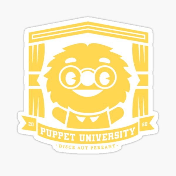 "Puppet History Merch Puppet University 1" Sticker for Sale by awosa