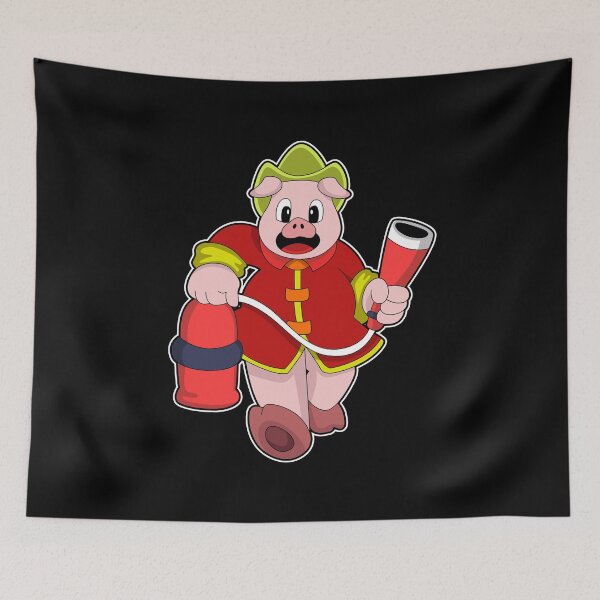 Item preview, Pig as Firefighter with Fire extinguisher designed and sold by Snabdesign84.