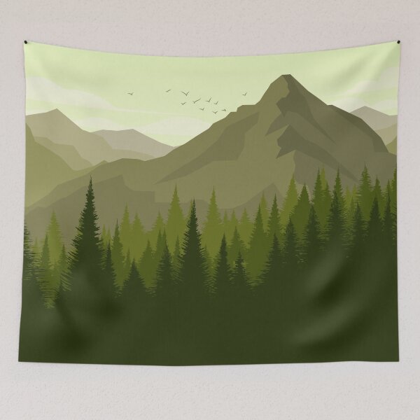 Item preview, Green Forest With Mountain Landscape  designed and sold by JTS STORE.