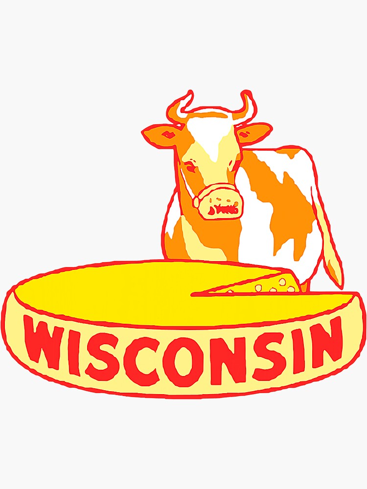 "Vintage Wisconsin Dairy Cow Milk Cheese" Sticker for Sale by