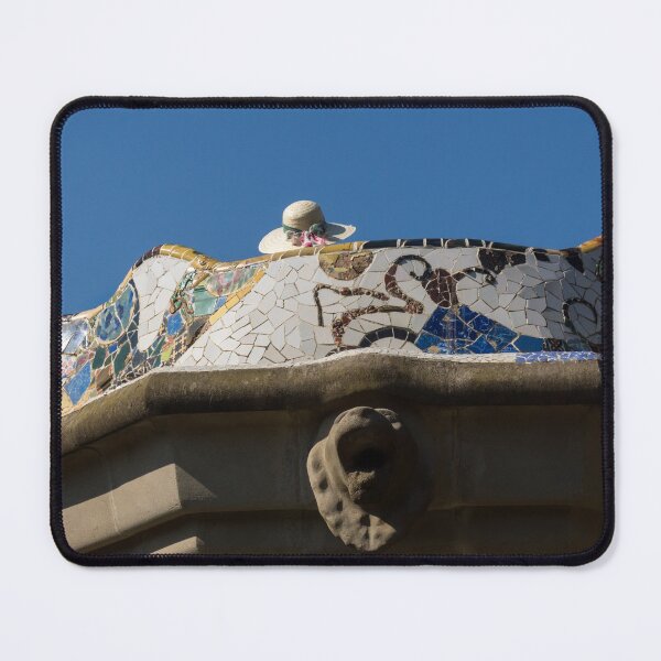 Item preview, Serendipitous Straw Hat - Antoni Gaudi Trencadis Mosaic Bench in Park Guell Barcelona designed and sold by Georgia Mizuleva.