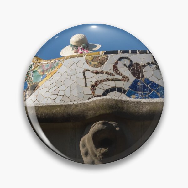 Item preview, Serendipitous Straw Hat - Antoni Gaudi Trencadis Mosaic Bench in Park Guell Barcelona designed and sold by Georgia Mizuleva.