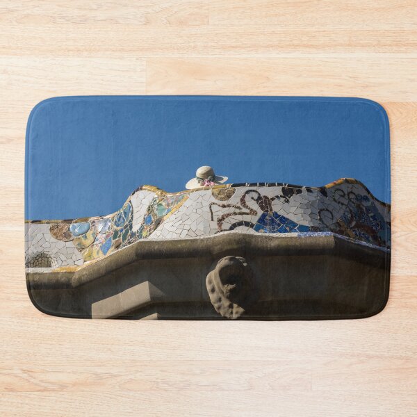 Item preview, Serendipitous Straw Hat - Antoni Gaudi Trencadis Mosaic Bench in Park Guell Barcelona designed and sold by Georgia Mizuleva.