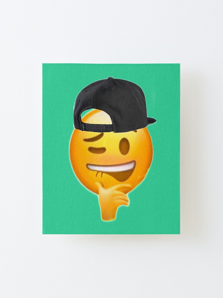 Biting Lips Emoji Sheesh Meme With Cap Mounted Print By Sirmemesalotr Redbubble