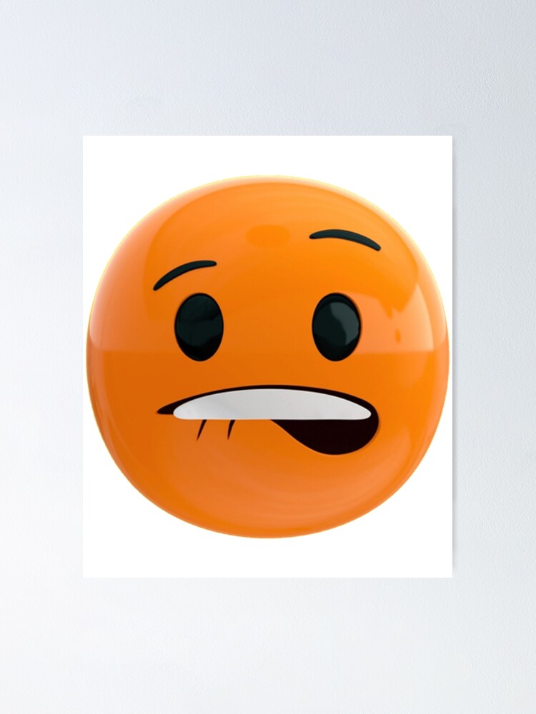 "biting lips emoji sheesh orange red meme " Poster for Sale by