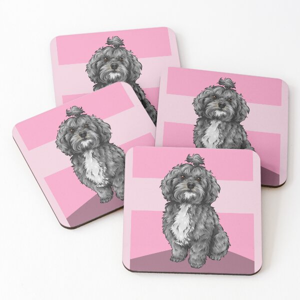 Item preview, Cute Lhasapoo |  Lhasa Apso and Poodle Cross | Pink Background designed and sold by shirinsart.