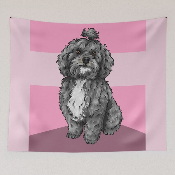 Item preview, Cute Lhasapoo |  Lhasa Apso and Poodle Cross | Pink Background designed and sold by shirinsart.