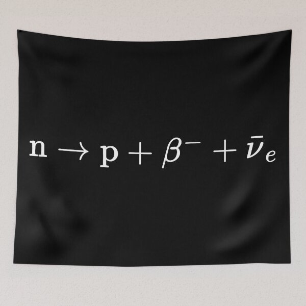 Item preview, Neutron to proton beta decay, nuclear physics basics dark version designed and sold by NoetherSym.
