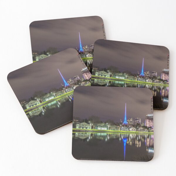 Item preview, View of the Melbourne Rowing Sheds at night designed and sold by susanzentay.