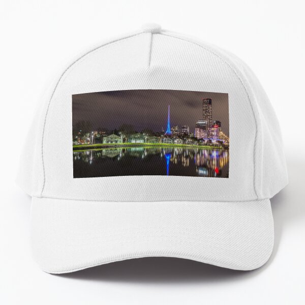 View of the Melbourne Rowing Sheds at night Baseball Cap