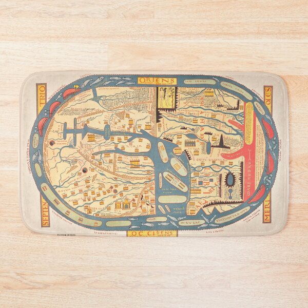 Item preview, Vintage Antique Medieval World Map 1895  designed and sold by FrostMintStudio.
