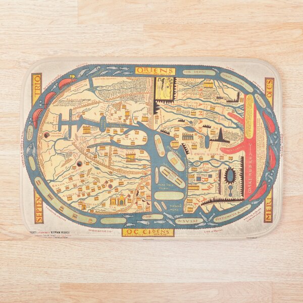 Item preview, Vintage Antique Medieval World Map 1895  designed and sold by FrostMintStudio.