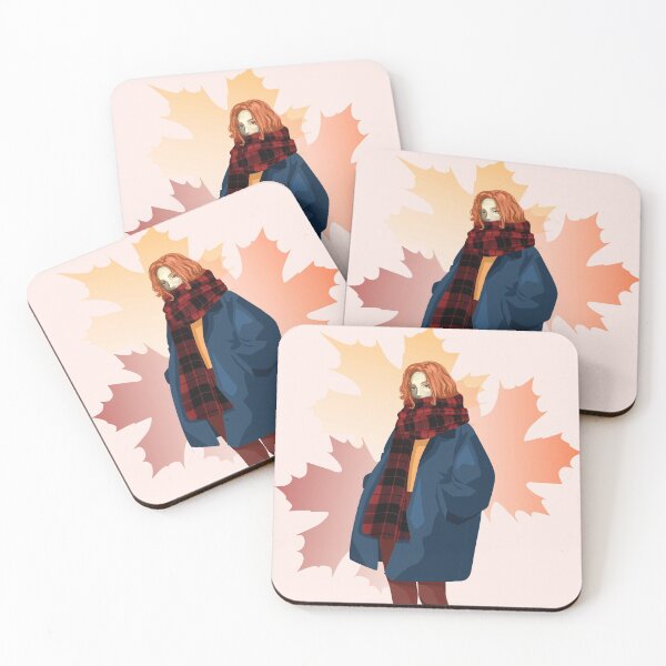 Item preview, a red-haired girl in an oversized jacket on an autumn background with leaves designed and sold by AlinaGil.