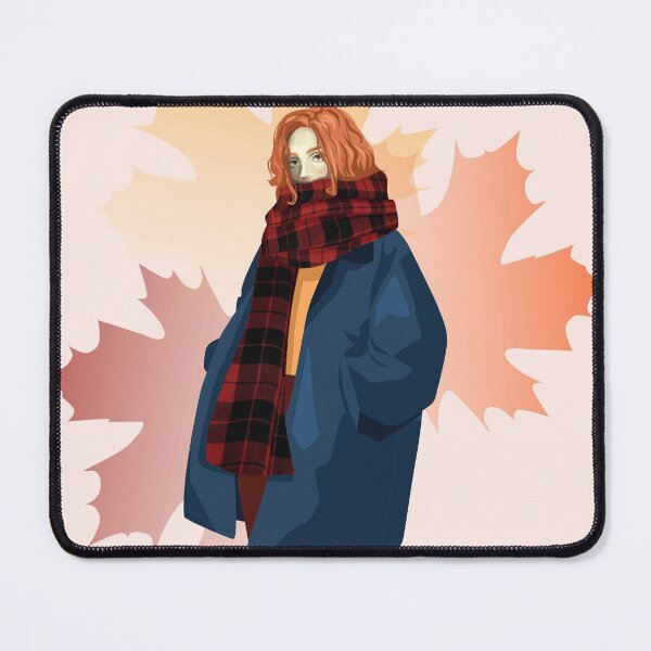 Item preview, a red-haired girl in an oversized jacket on an autumn background with leaves designed and sold by AlinaGil.