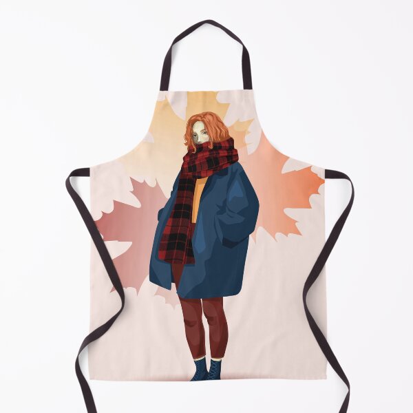 Item preview, a red-haired girl in an oversized jacket on an autumn background with leaves designed and sold by AlinaGil.