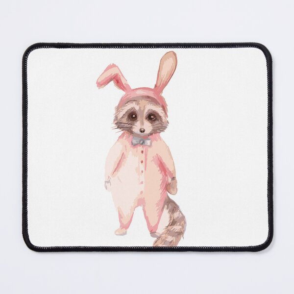 Item preview, cute raccoon in a pink hare costume designed and sold by AlinaGil.
