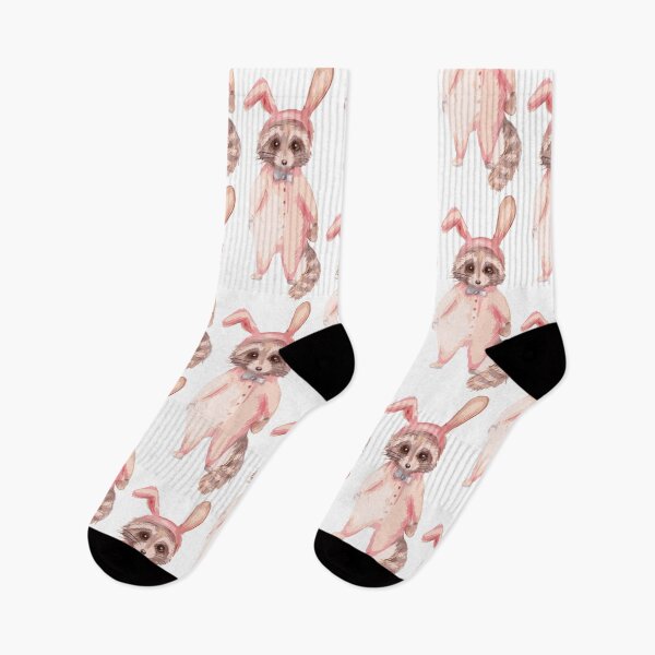 Item preview, cute raccoon in a pink hare costume designed and sold by AlinaGil.