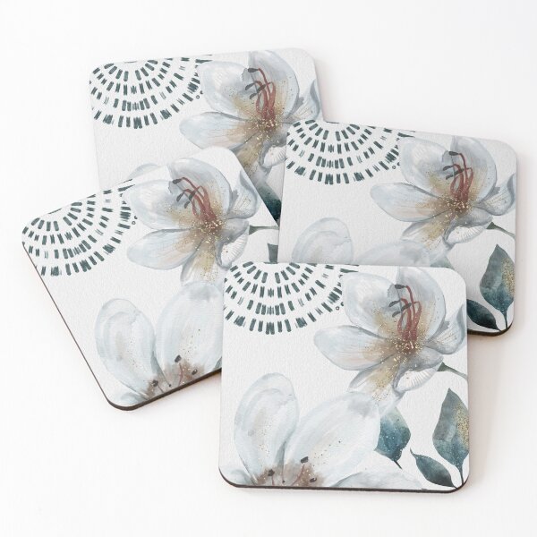 Item preview, Magnolias in blue watercolor designed and sold by Safarichic.