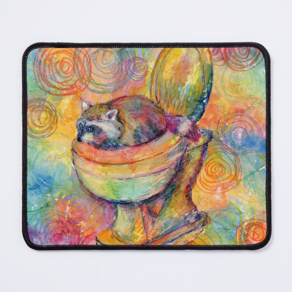 Item preview, Rainbow Raccoon In Toilet Bowl designed and sold by Tempera-Mentum.